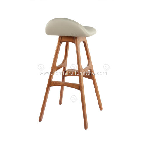 Faux leather and cotton line bar stool